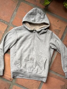 Uniqlo Light Gray Zip-Up Sherpa Hoodie